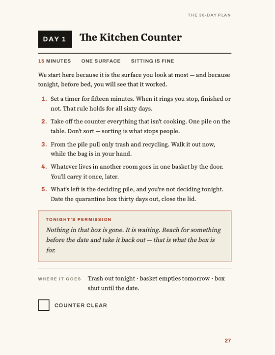 Night 1 — the kitchen counter